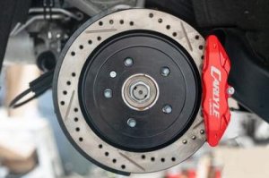 Chevrolet Corvette Brake Kit - BMR Suspension - Drilled And Slotted Rotors/Red Calipers - Red - `14-`19